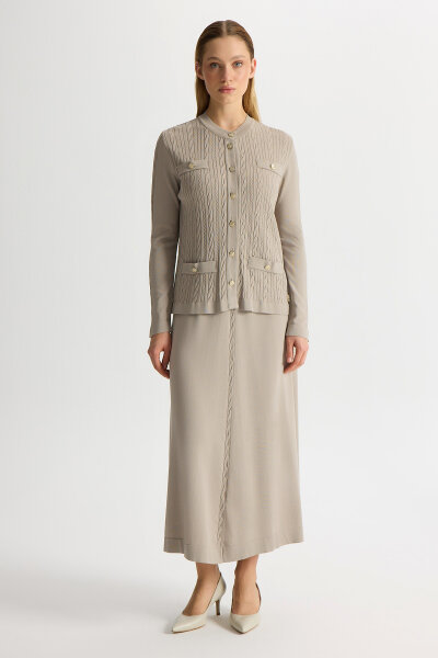 Plain Color Knitwear Skirt with Knitting Technique - 2