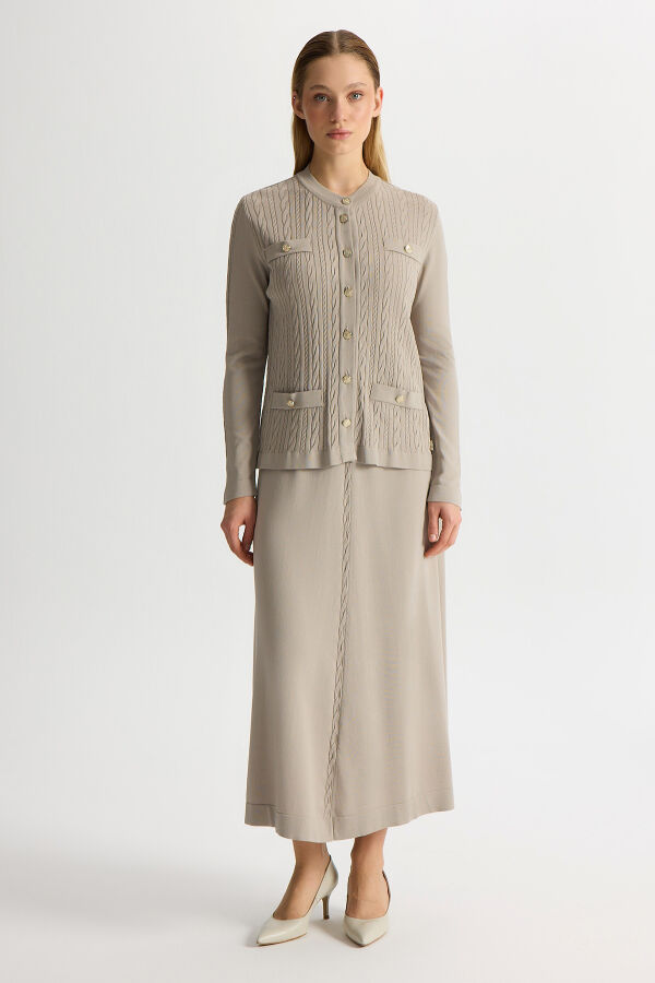 Plain Color Knitwear Skirt with Knitting Technique - 2