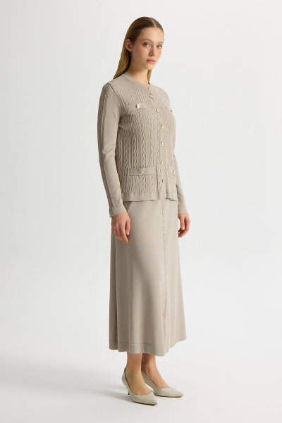 Plain Color Knitwear Skirt with Knitting Technique - 3