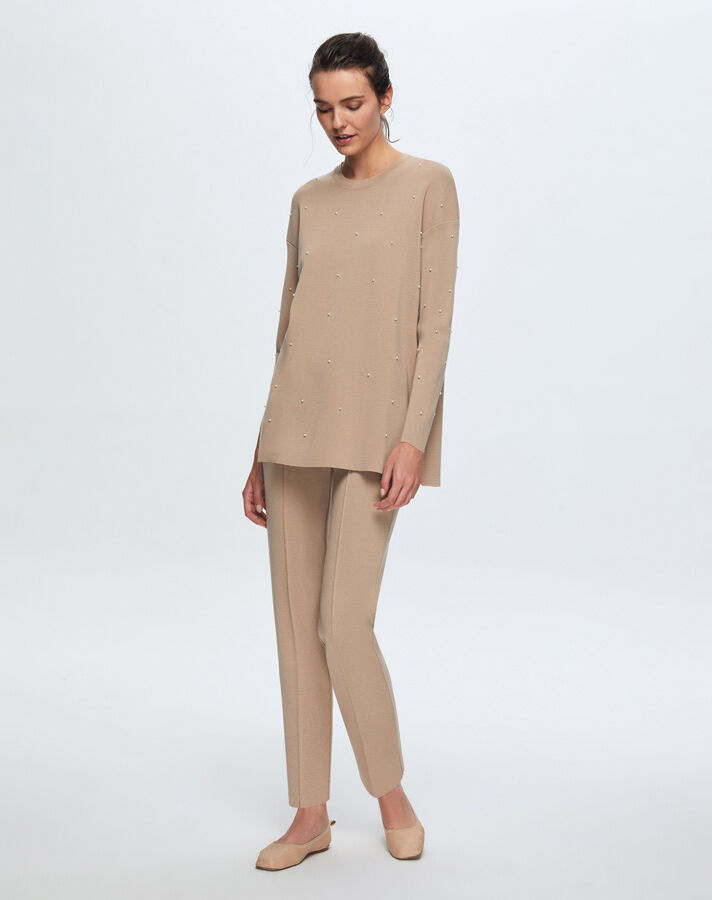 T24K-6025 Basic Tunic with Pearls on the Front - 1