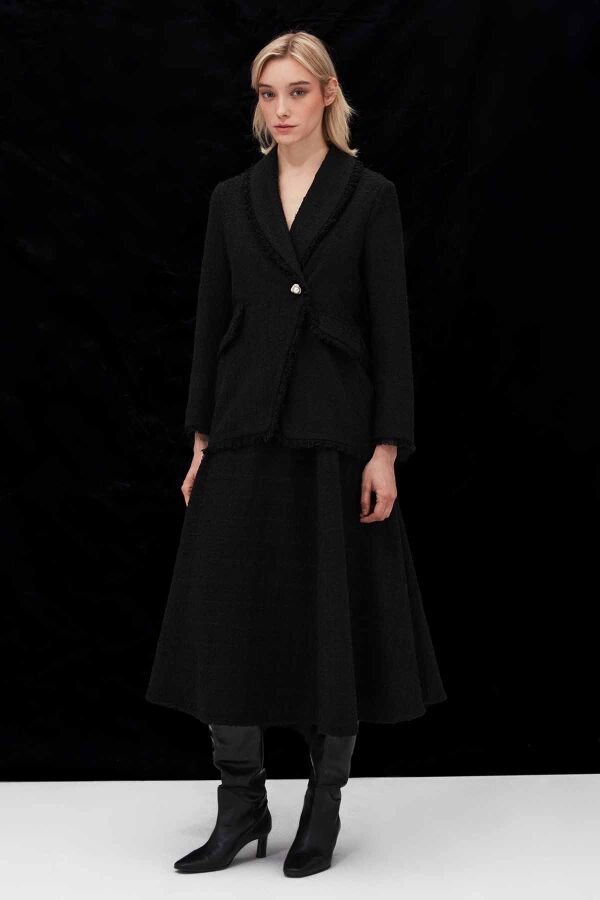 Plain Black Tweed Skirt - 1