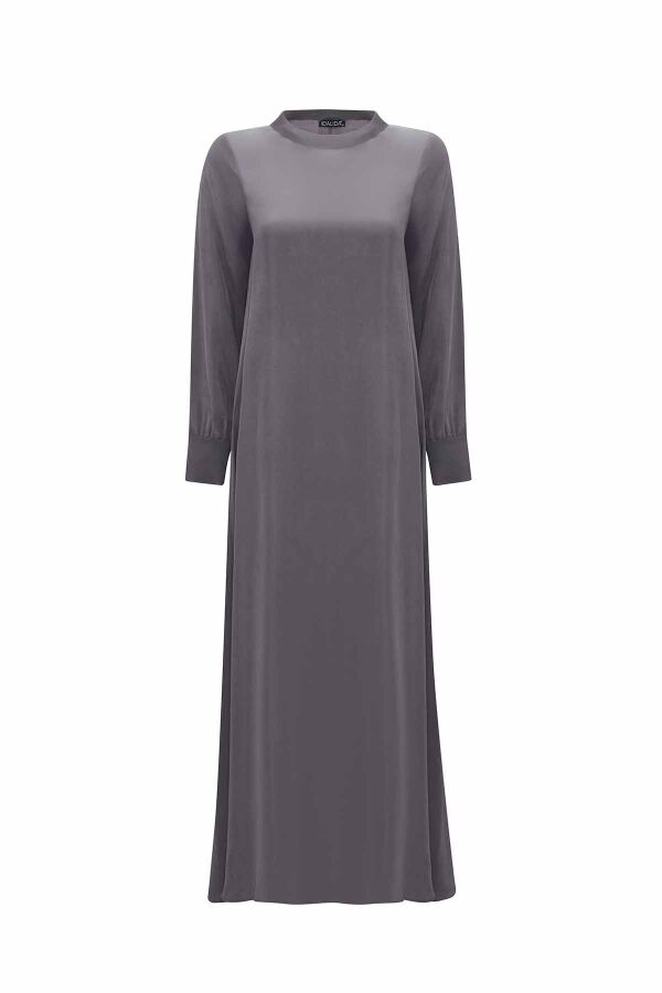 Plain Color Cupro Dress with Knitted Piping - 5