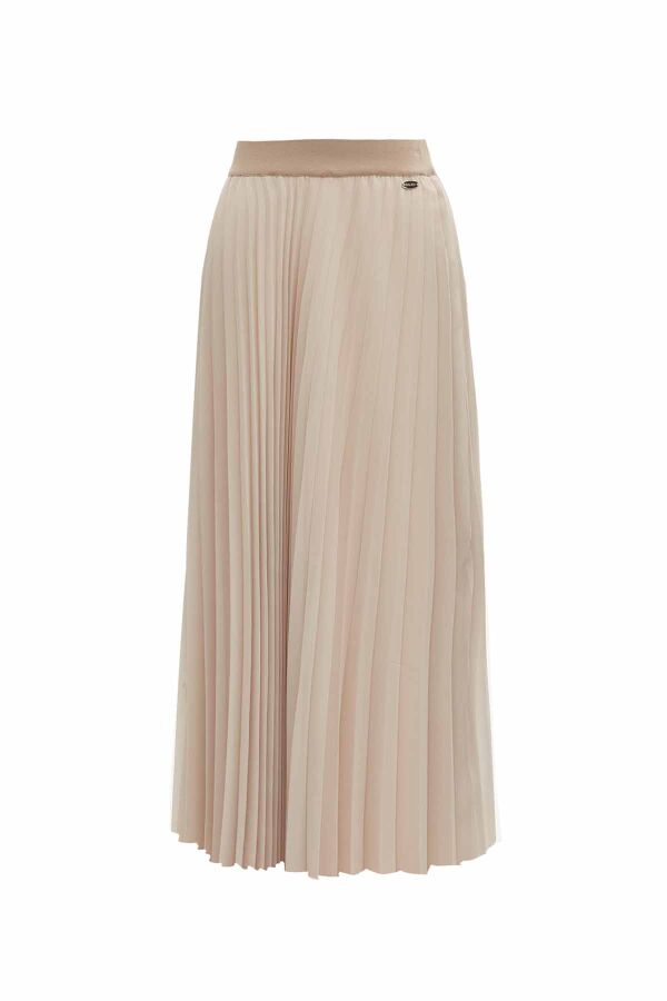 Plain Color Pleated Chiffon Skirt - 3