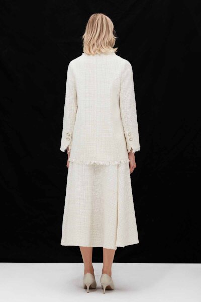 Plain Ecru Tweed Skirt - 3
