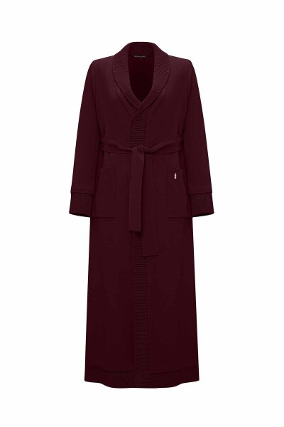 Plain Knit Cardigan with Thessaloniki Stitch Burgundy 