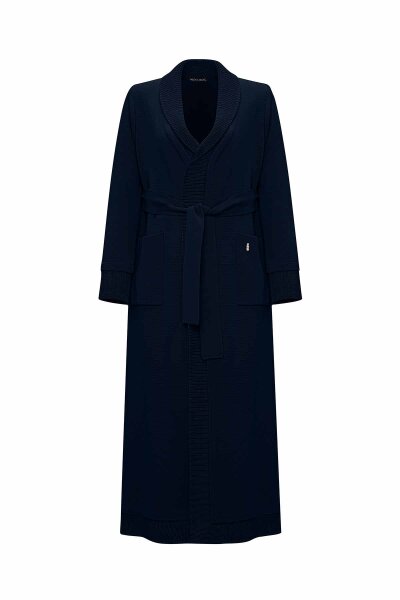 Plain Knit Cardigan with Thessaloniki Stitch – Navy 