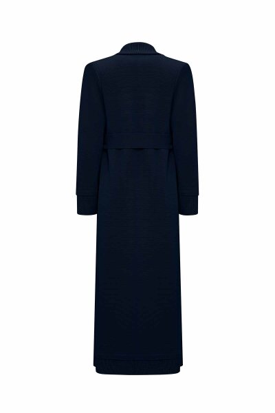 Plain Knit Cardigan with Thessaloniki Stitch – Navy - 2