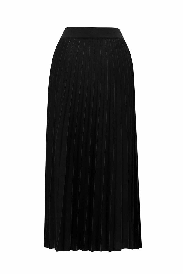 Stripe Detailed Pleated Knit Skirt - 1