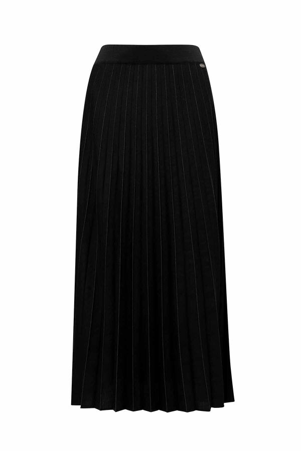 Stripe Detailed Pleated Knit Skirt - 2