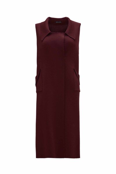Pocket Detailed Burgundy Knit Vest - MISS DALIDA