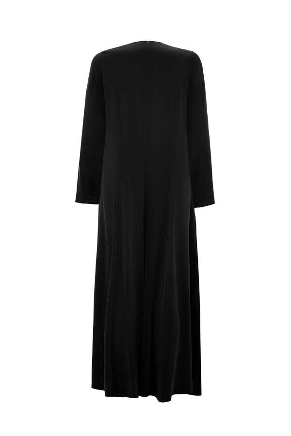 Pocket Detailed Plain Black Dress - 2