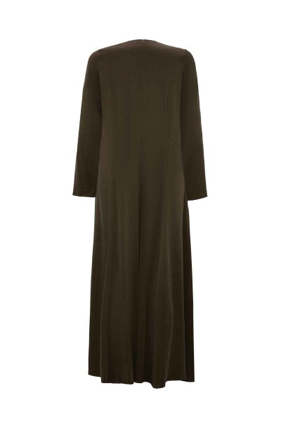 Pocket Detailed Plain Brown Dress - MISS DALIDA (1)
