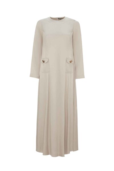 Pocket Detailed Plain Stone Dress - MISS DALIDA