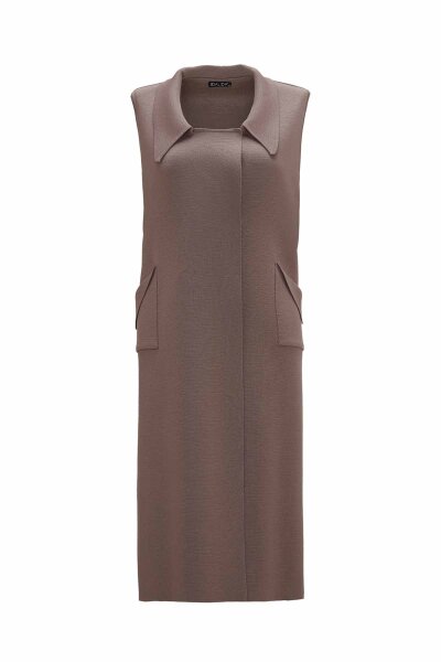 Pocket Detailed Taupe Knit Vest - MISS DALIDA