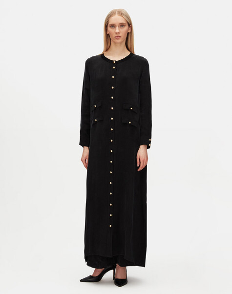 Pocket Flap Button Detailed Cupro Jacket - 2