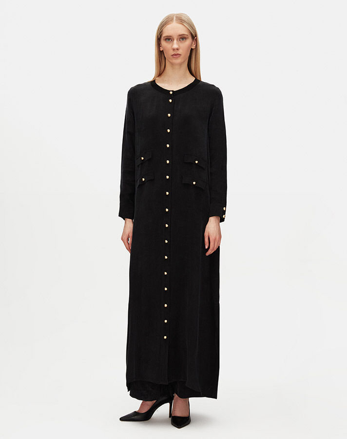 Pocket Flap Button Detailed Cupro Jacket - 2