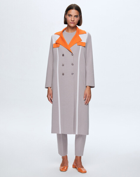 T24K-9005 Long Knitted Cardigan with Pocket Flap - 1