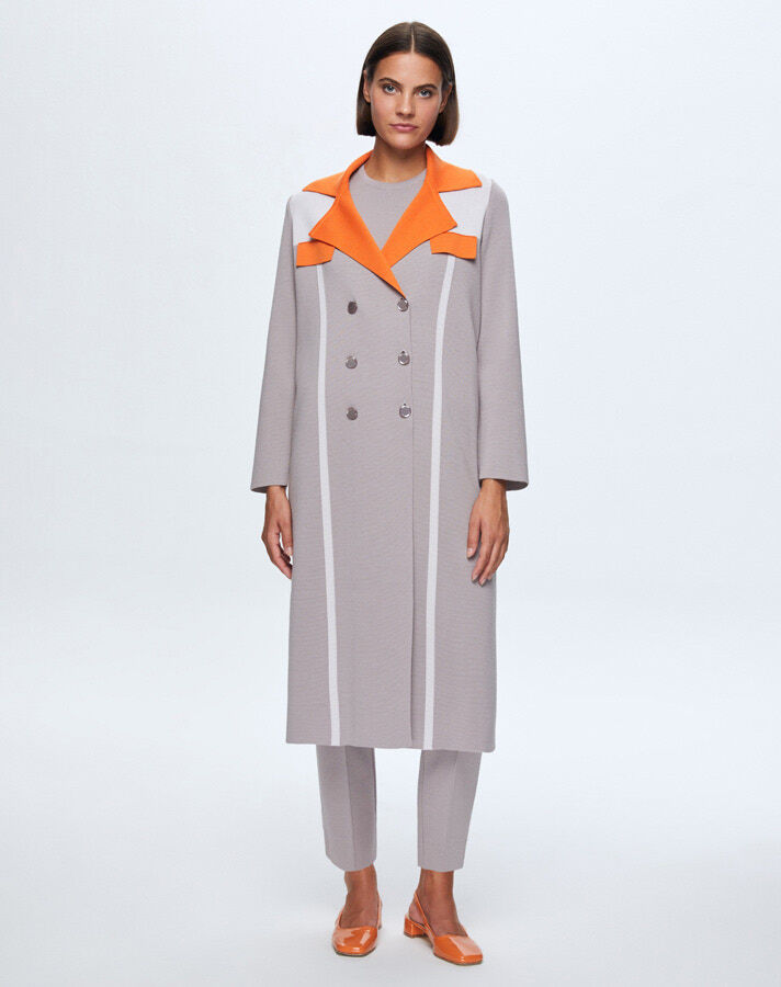 T24K-9005 Long Knitted Cardigan with Pocket Flap - 1