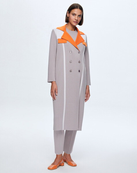 T24K-9005 Long Knitted Cardigan with Pocket Flap - 2