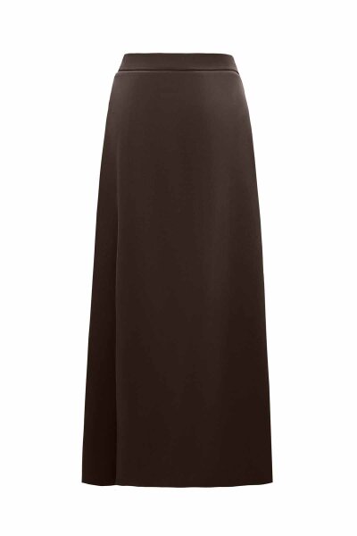 Pocketed Brown Cupro Skirt - 2