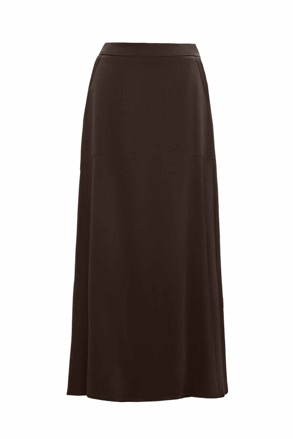 Pocketed Brown Cupro Skirt - 1