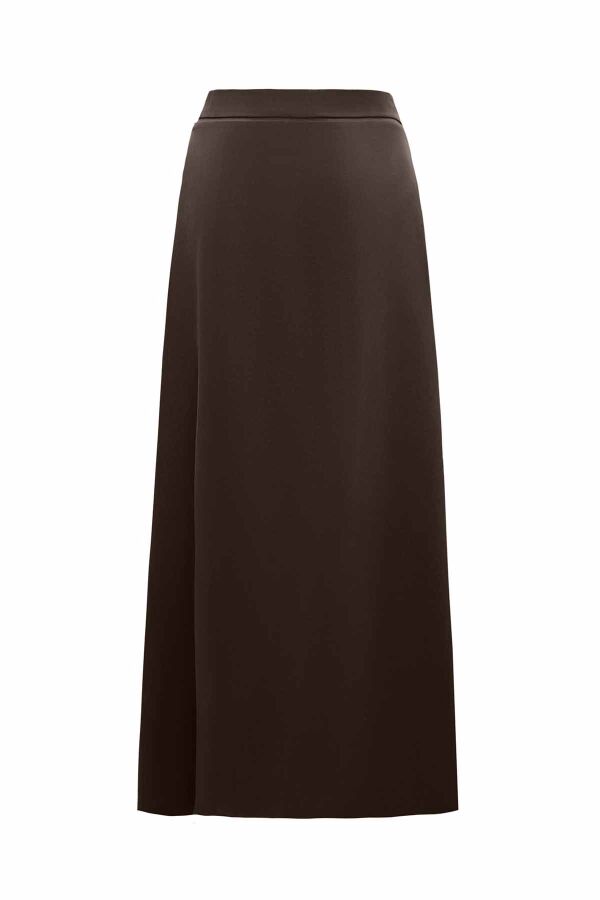 Pocketed Brown Cupro Skirt - 2
