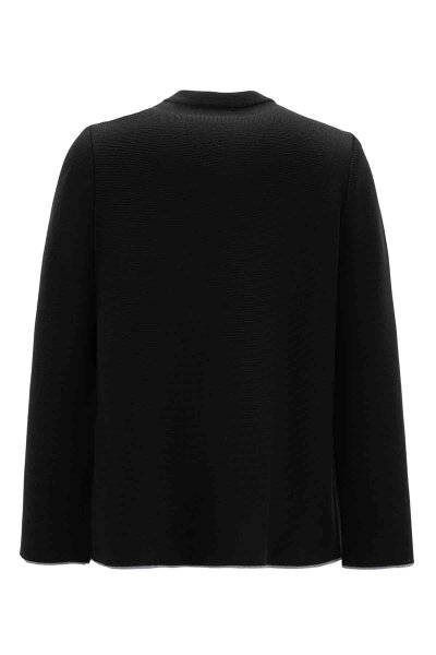 Pocketed Short Knitted Black Jacket - MISS DALIDA (1)