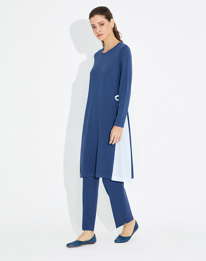 T23Y-6016 Poplin Knitwear Long Tunic - 1