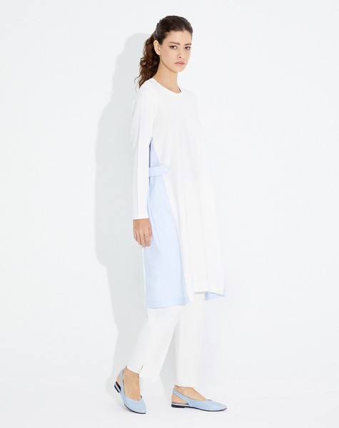 T23Y-6016 Poplin Knitwear Long Tunic - 3