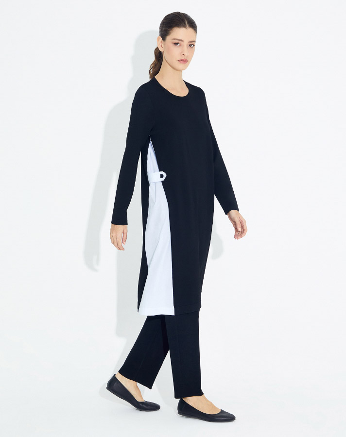 T23Y-6016 Poplin Knitwear Long Tunic - 5