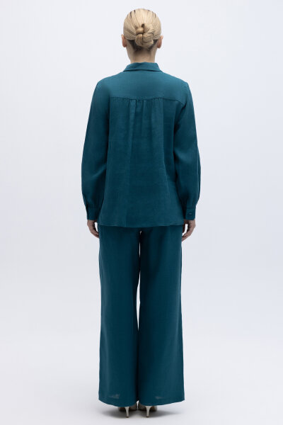 Pullu Nakışlı Keten Gömlek North Sea - 3