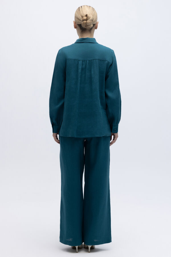 Pullu Nakışlı Keten Gömlek North Sea - 3