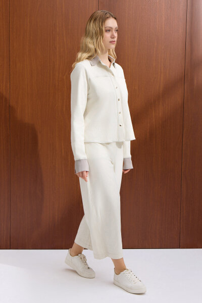 Rahat Kesim Basic Pantolon Ekru - 2