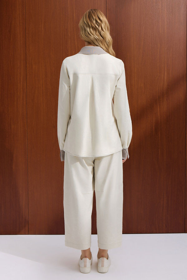 Rahat Kesim Basic Pantolon Ekru - 3