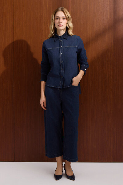 Rahat Kesim Basic Pantolon Navy - MISS DALIDA