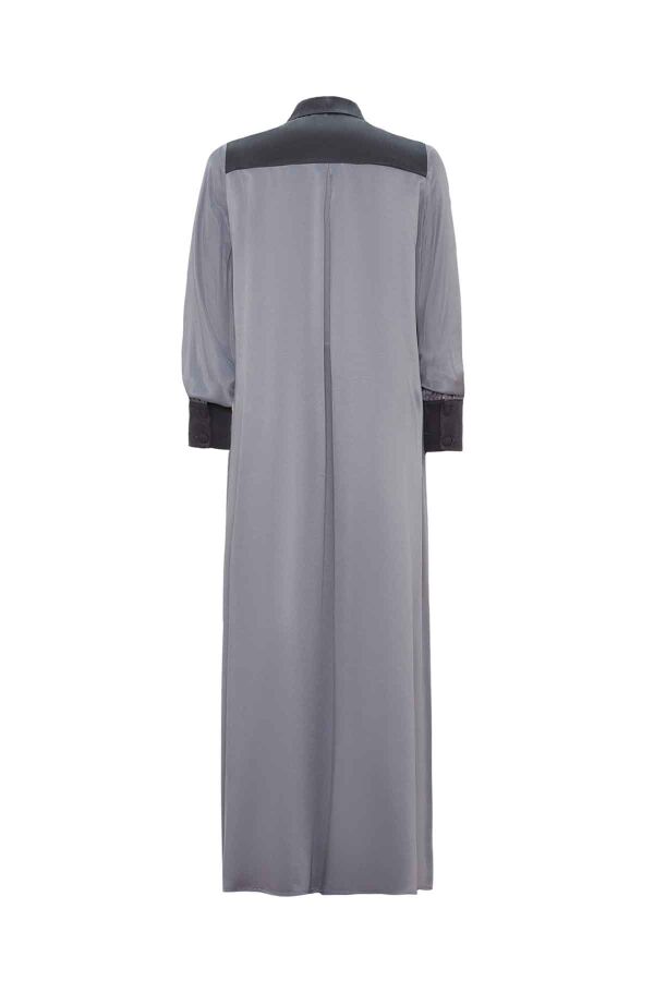 T26K-4003 İki Renkli Gömlek Elbise LIGHT GREY / DARK GREY - 2