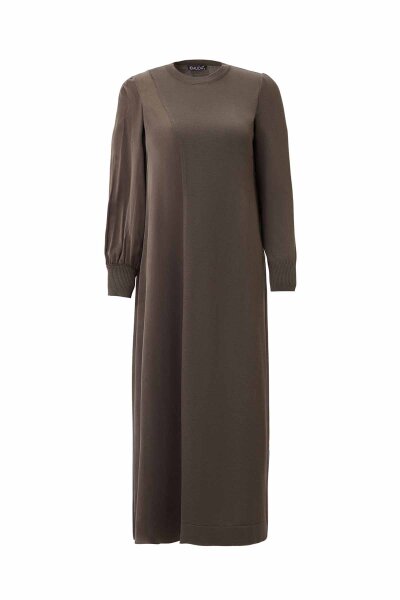 Relaxed Fit Knit Mantle Brown Dress 