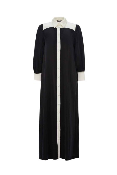 Relaxed Fit Knitted Cupro Black Dress - 1