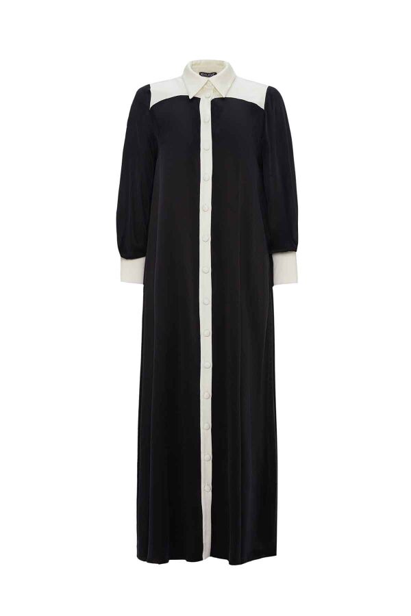 Relaxed Fit Knitted Cupro Black Dress - 1