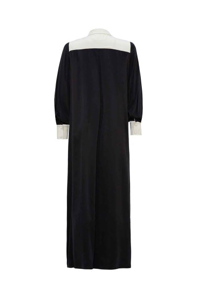 Relaxed Fit Knitted Cupro Black Dress - 2