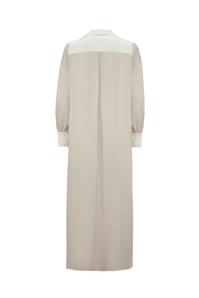 Relaxed Fit Knitted Cupro Stone Color Dress - 2