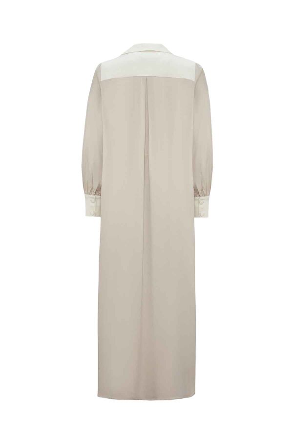 Relaxed Fit Knitted Cupro Stone Color Dress - 2