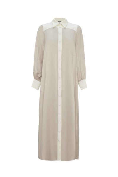 Relaxed Fit Knitted Cupro Stone Color Dress 