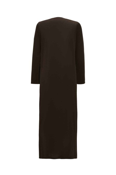 Relaxed Fit Round Neck Brown Dress - MISS DALIDA (1)