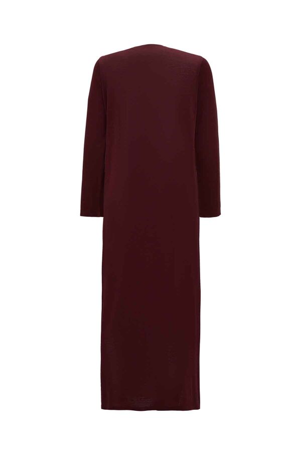 Relaxed Fit Round Neck Burgundy Dress - 2