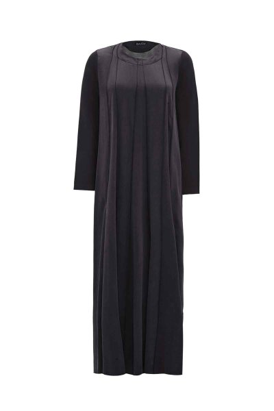 Relaxed Fit Round Neck Dark Grey Dress - 1