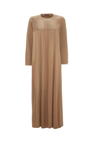 Relaxed Fit Round Neck Taupe Dress 