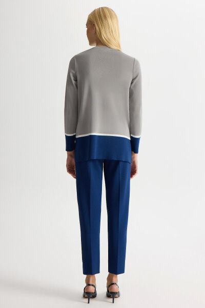 Renk Bloklu Triko Tunik Navy - 3