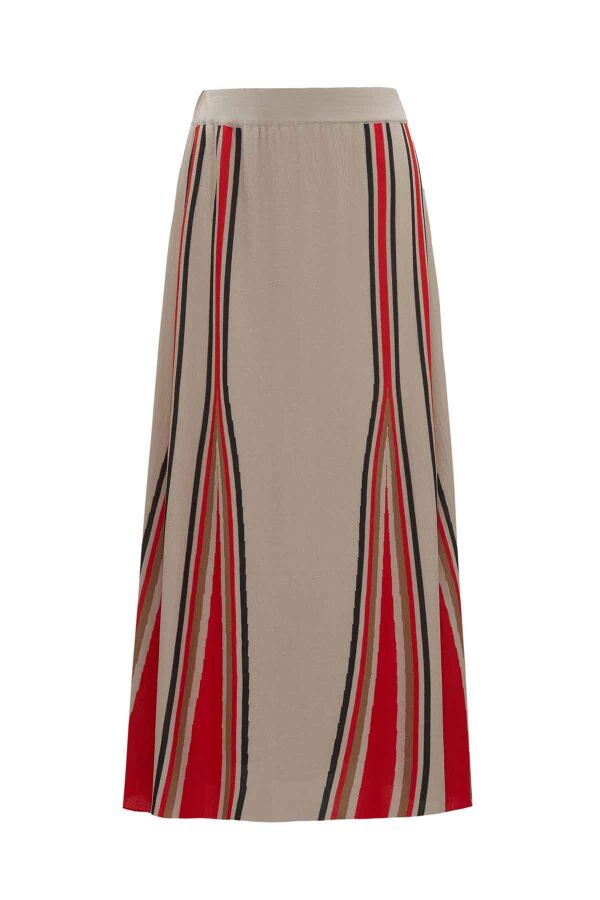 T26K-2012 Renkli Şeritli Triko Etek ELSA-STONE - 1