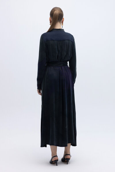 Renkli Uzun Kuşaklı Kap Lacivert - 4